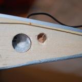 Here you see the wing alignment hole.  Mine was just a tiny bit off but the fix was super fast and simple.