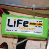 I used the Hobbico LiFe Source battery to power the receiver and servos for this project.  The LiFe source packs are working wonderfully for me.