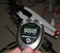 Name: time01.jpg
Views: 436
Size: 83.6 KB
Description: Finally acquired a stopwatch and now we have estimates of the actual
flight time per battery charge.  During lighting experiments it's been
lasting 25 minutes.  Not as long as the kids are claiming but longer than
marines in Iraque.