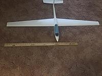 Name: IMG_1924.jpg
Views: 103
Size: 59.8 KB
Description: Wing span is 4'-2", wing halves are removable, all up weight is 16 oz.