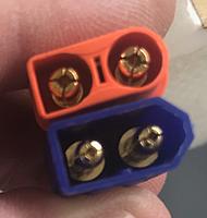 Name: A61CC8F1-C7C9-4D49-ABC0-B66D866B66A4.jpeg
Views: 56
Size: 204.2 KB
Description: The top orange iC3 connector is used on the Conscendo ESC.  Note the different diameters between the orange and blue Venom adapter.