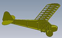 Name: cub.jpg
Views: 378
Size: 107.2 KB
Description: The fuse is build from a ply cage surrounded by 1/4" foam board panels and formers.  The wing is laser cut balsa (Thanks Alien_Tech!)