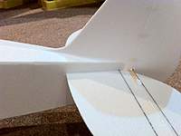 Name: cub-3-tail-fairing.jpg
Views: 653
Size: 38.4 KB
Description: Fuselage fairs into the fin. Carbon-fiber strips and hardwood elevator joiner visible here. Hinges are 'CA' hinges but held in with white glue.