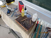 Name: IMG_4510.JPG
Views: 184
Size: 2.72 MB
Description: The brass tubes go into the spruce joiners.  The drawing calls out 1 7/8" lengths, but the 2-inch tube fits the aft joiner exactly.  The forward tube had to be cut to 1 3/4"