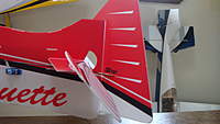 Name: DSC02484.jpg
Views: 660
Size: 42.1 KB
Description: I lowered the rudder control horn a 1/4" in order to increase the elevator throw. I always use Hitec HS55's with this typ of plane. They are reliable and smooth.