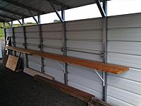 Name: solar pic 5.jpg
Views: 182
Size: 23.5 KB
Description: We used 2'x8' ten foot long boards with 16"x18" heavy duty shelf brackets to make a 20' foot long shelf from Home Depo