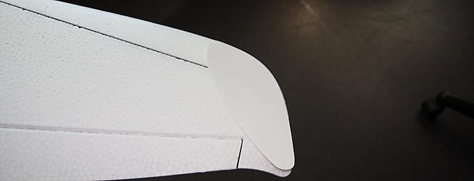 I am preparing to install the wing tip decals to the top and bottom of the left wing tip since I am right handed.