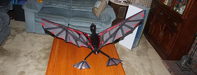 Remote-control Flying Pterodactyl flaps its wings and screeches