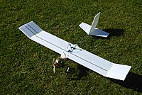 Name: P1050377.JPG
Views: 94
Size: 4.50 MB
Description: After 7 years of flying other things, I thought it was time to build another one.  This one is 18.3 ounces flying weight, and has a Turnigy D2822/14 1450 kv motor turning an 8x6 prop.  I get 6 minutes from an 850 mAh 3S, and a bit over 7 from a 1000 mAh.