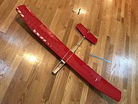 Name: 2018-07-21-7026.JPG
Views: 112
Size: 2.70 MB
Description: Checking that the horizontal stab is level to the wings. Really looks like a plane now.