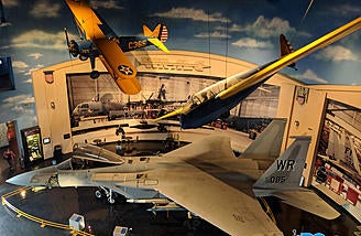 Inside the main entry is a F-15 and Stearman.