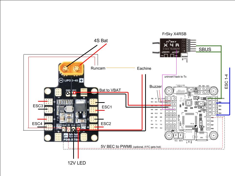 Help connecting Revo F4 FC to flysky x6b rx : Multicopter cc3d wire diagram 