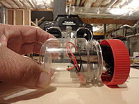 Name: PC270001.JPG
Views: 10
Size: 597.7 KB
Description: The main reason I chose to use the jar type water tight capsule for the motor is the ease of opening-you hold the cap and unscrew the PET jar-all the internals stay with the shelf that's attached to the cap-when done just rescrew the cap on ...good to go.