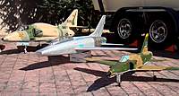 Name: F100-Comp6.jpg
Views: 1073
Size: 83.8 KB
Description: Tamjets A-4  -70 inches long.  Fly Fly F-100, 60 inches long.  RD Jets El Bandito, 52 inches long.
