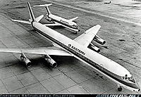 Name: DC-8 v DC-9.jpg
Views: 627
Size: 130.2 KB
Description: The DC-8-61 showing why she was called the first "Jumbo Jet" as she sits next to a DC-9.  The DC-8 sat 6 across in coach, the DC-9 sat 5.  The DC-9 had a narrower cross section and a smaller cockpit (the -8 sat 4 crew with 2 extra jumpseats)