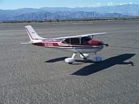 Name: cessna beauty1.jpg
Views: 403
Size: 92.0 KB
Description: Told you it was pretty.  Here's the finished product right after the maiden flight at the Coachella Valley Radio Control Club.  The snow-covered peak in the upper right corner is 8516' Mount San Jacinto west of Palm Springs.